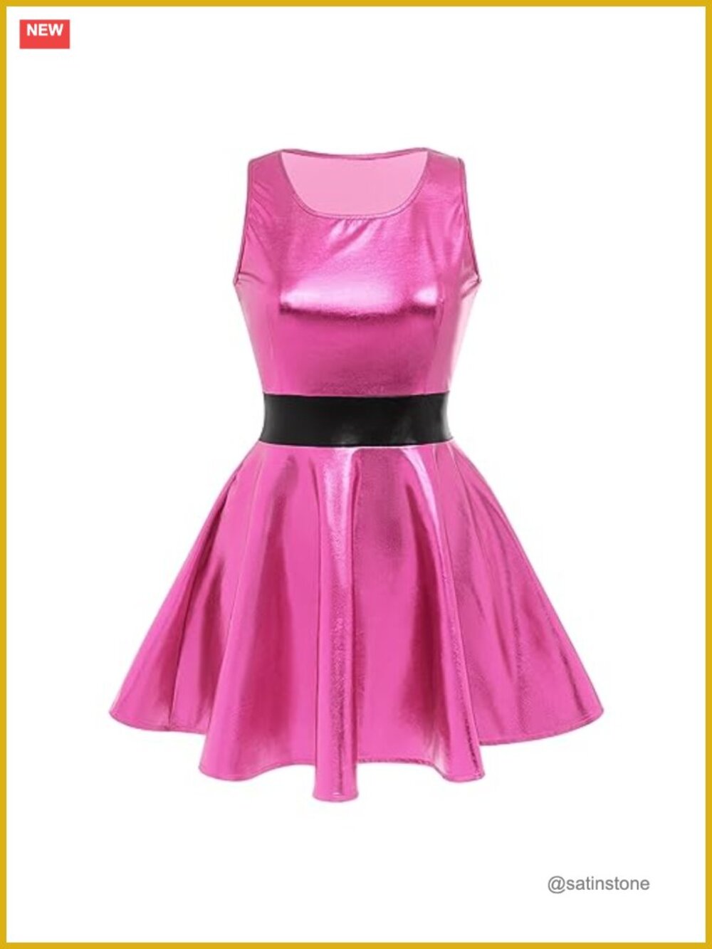 Holographic Metallic Skater Dress Anime Halloween Rave Outfit